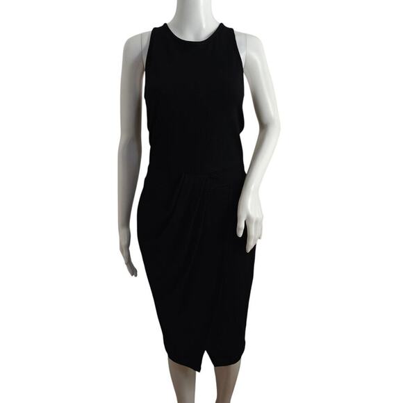 Helmut Lang Sonar Wool Drape Dress Size Small Black Sleeveless Pockets Lined - Picture 2 of 15